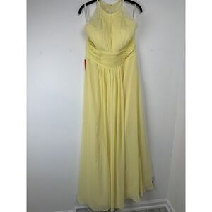 JJ's‎ House Women's Bridesmaid Dress Size 14 Yellow A-Line Halter Ruched